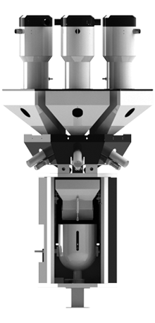 Gravin Mix Extrusion, dosador gravimétrico de 4 componentes, ângulo lateral